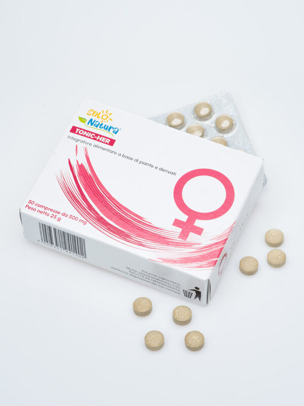 Confezione e compresse TONIC-HER l'integratore naturale femminile per la sfera sessuale
