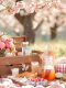 Picnic sano all'aperto con frutta, verdura e cibi integrali, in un parco soleggiato